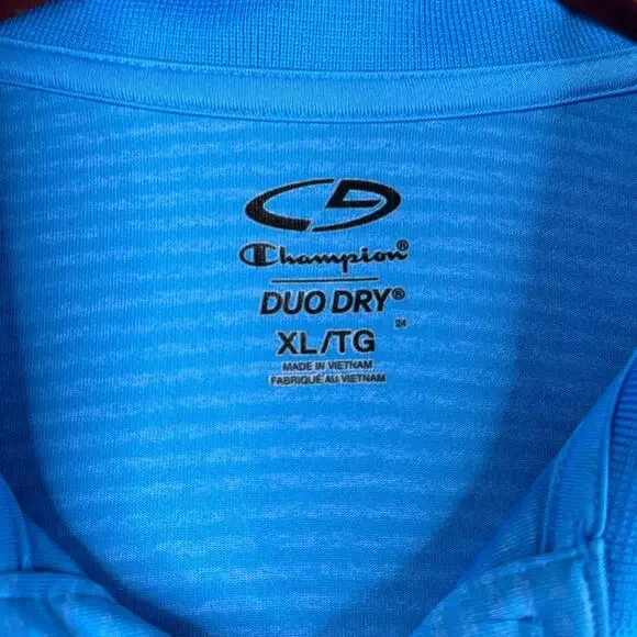 CHampion Duo DRY Polo Shirt Blue Performance Mens XL Stretch - Picture 5 of 9